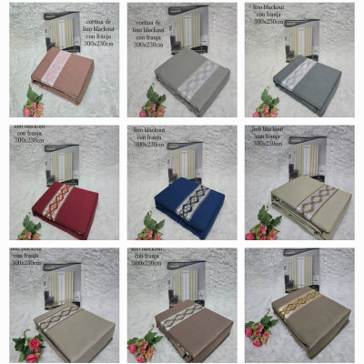 Cortina de lino con franja   300x230cm