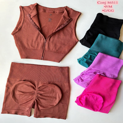 Conjuntos Short con crop zipper